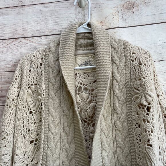 ANTHROPOLOGIE ANGEL OF THE‎ NORTH CROCHET LAMBSWOOL SWEATER - Picture 5 of 9